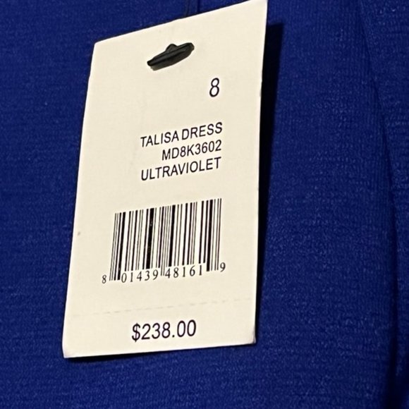 TAHARI Ultraviolet (Cobalt Blue) Talisa Dress NWT - Picture 12 of 12